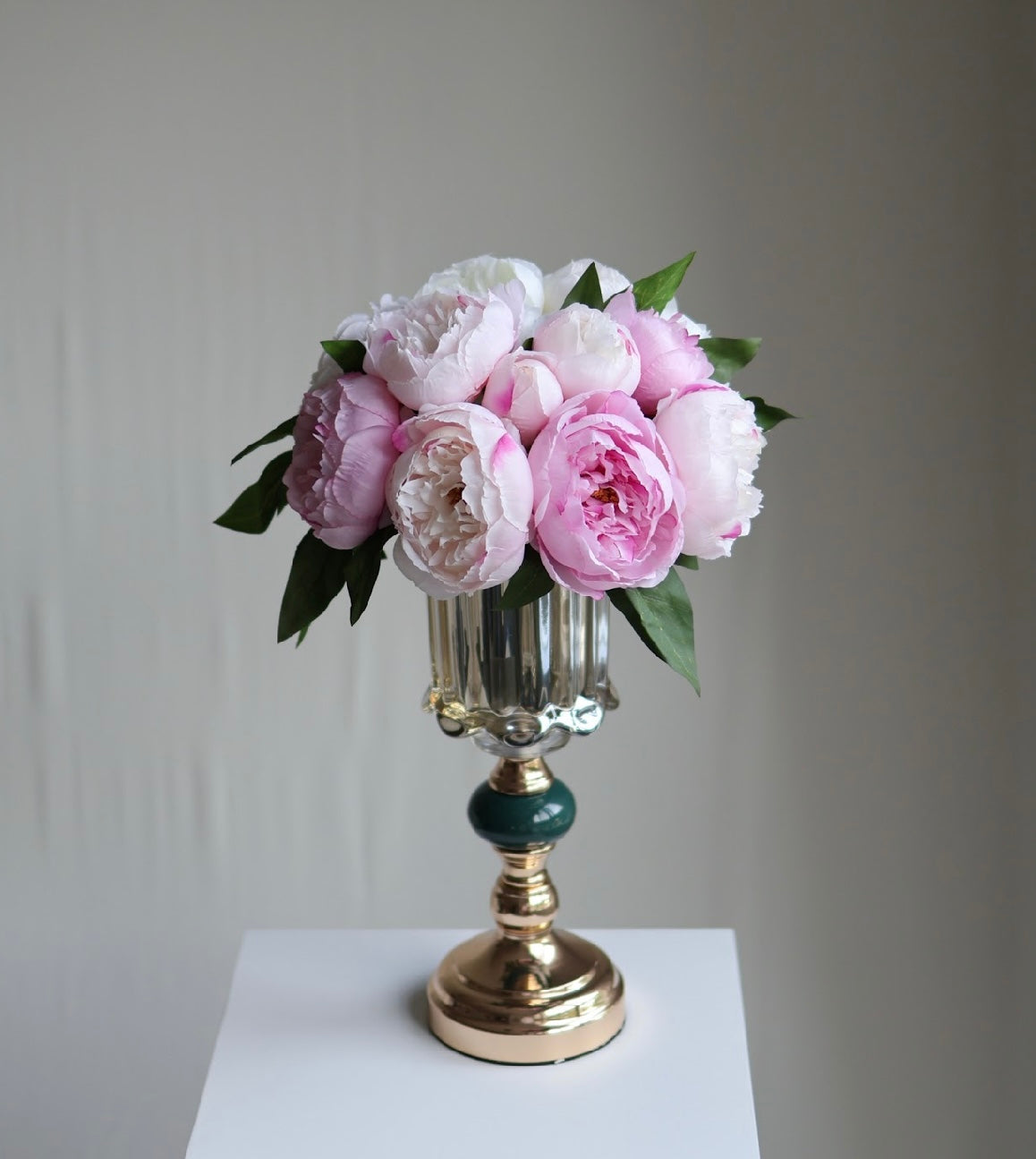 Artificial peonies in vase *Pastel pink color*