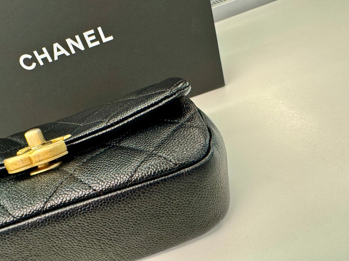 Preloved Chanel Melody Belt bag Black with GHW