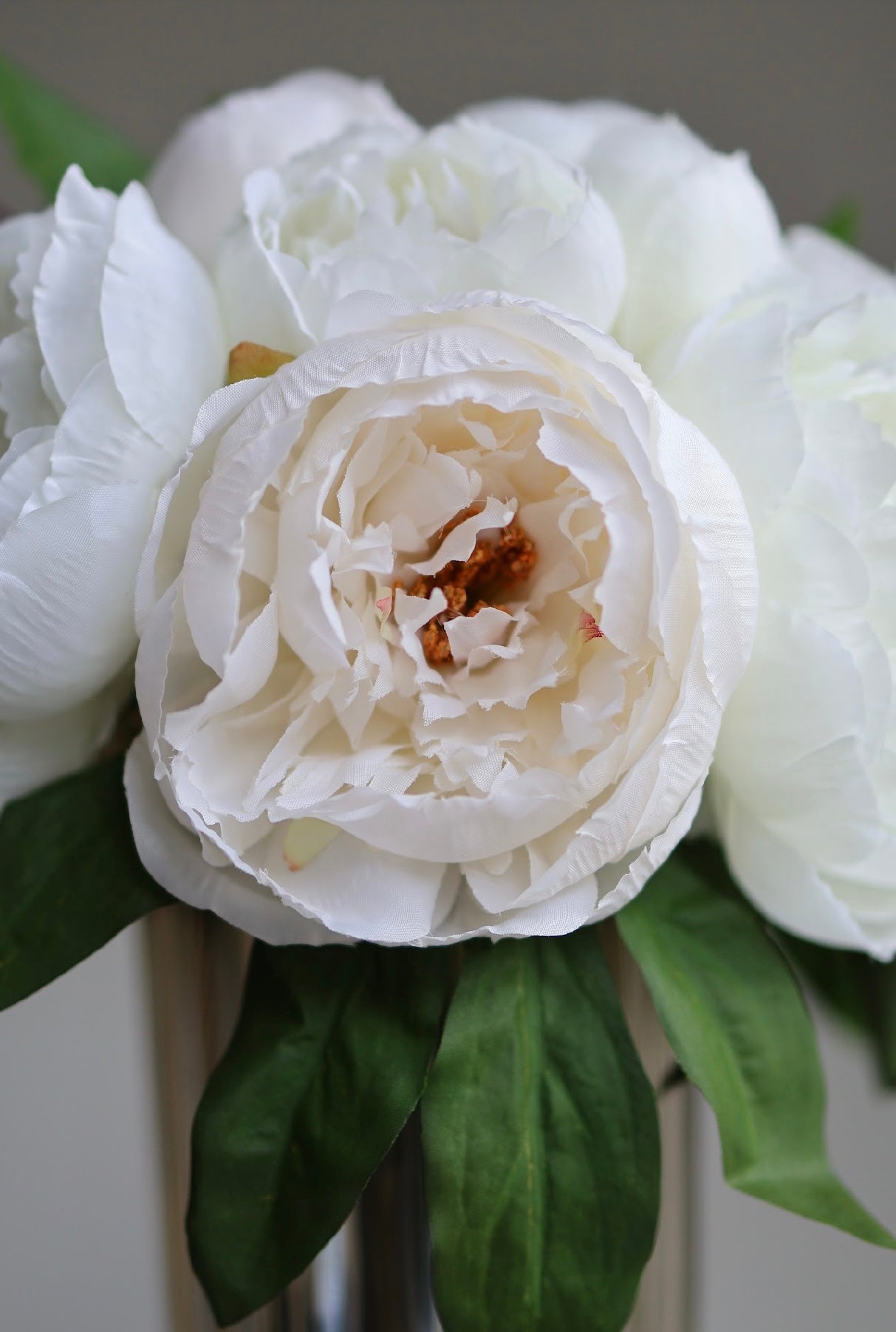 Artificial peonies in vase *White color*