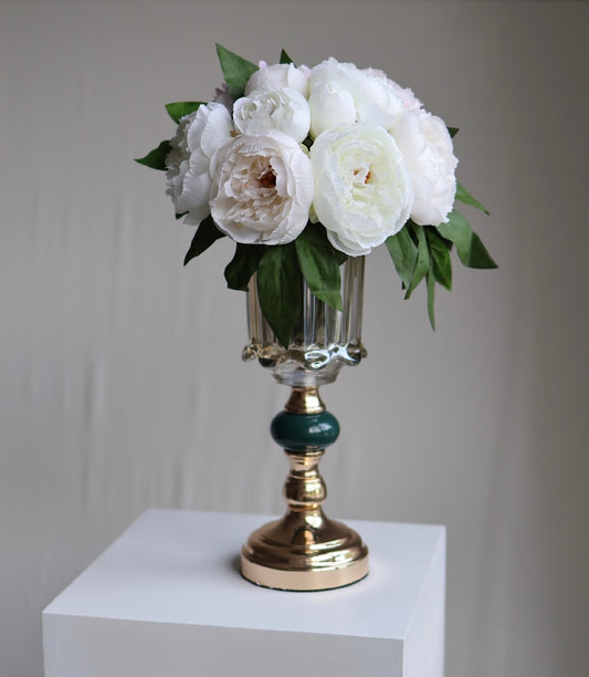 Artificial White Peonies in vase