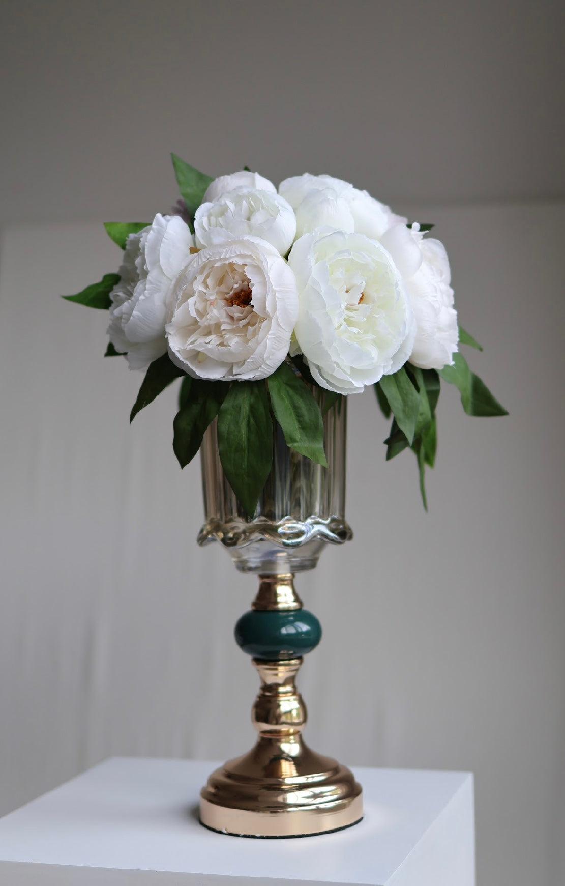 Artificial peonies in vase *White color*