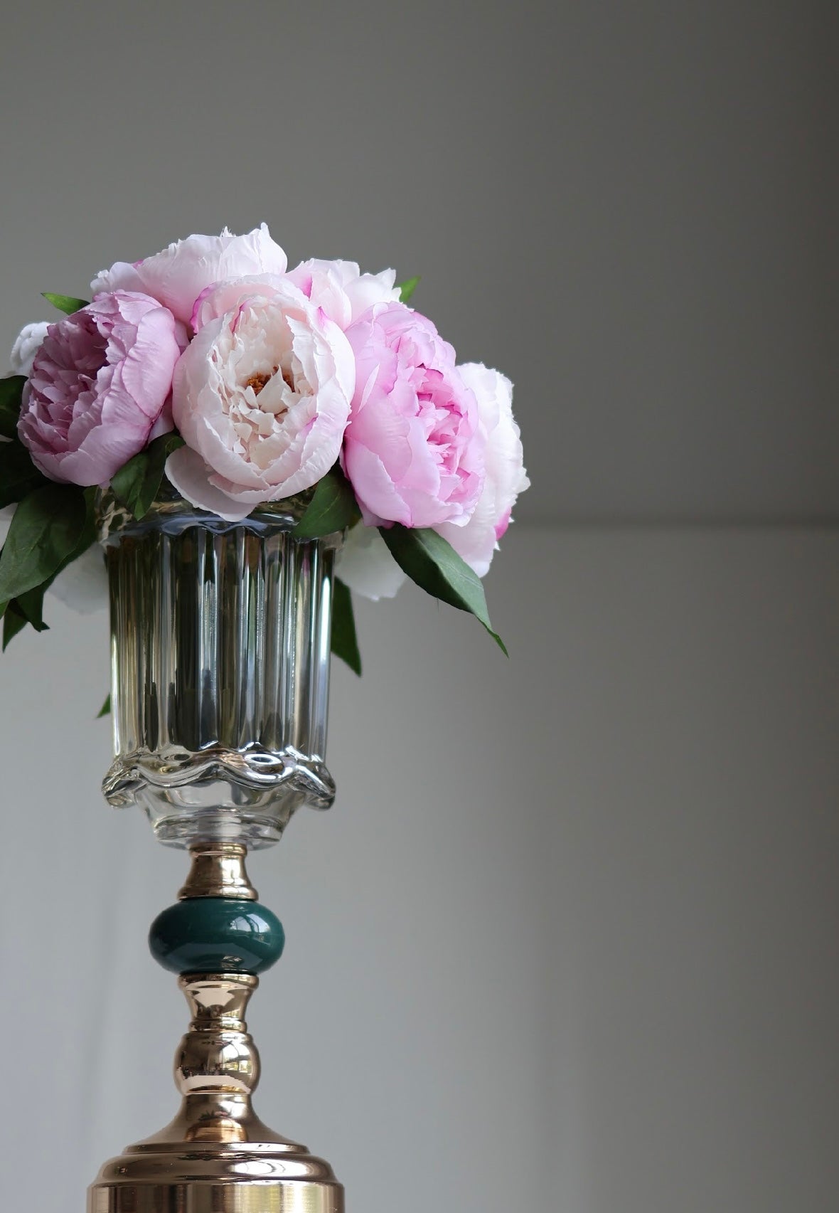 Artificial peonies in vase *Pastel pink color*