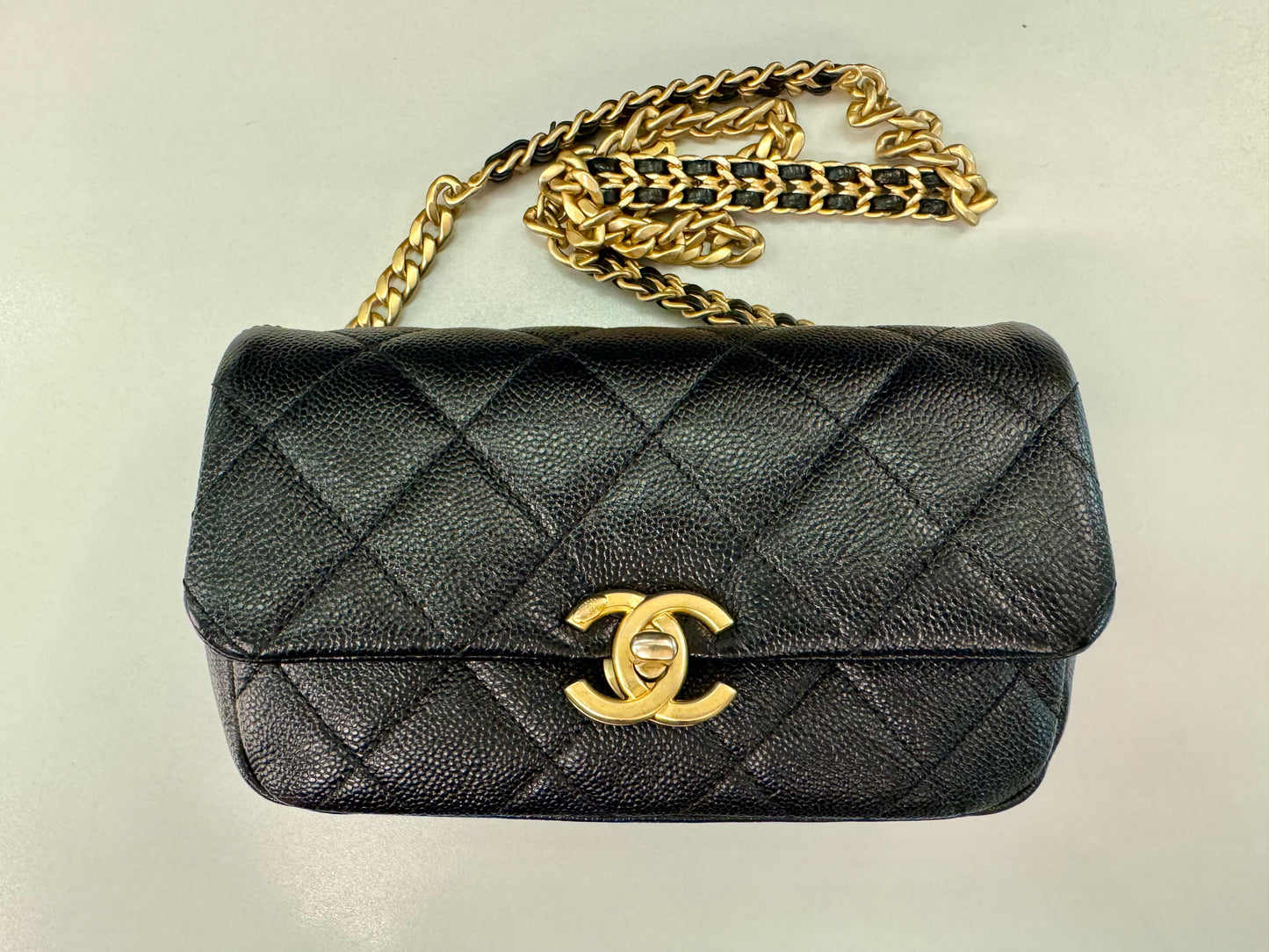 Preloved Chanel Melody Belt bag Black with GHW
