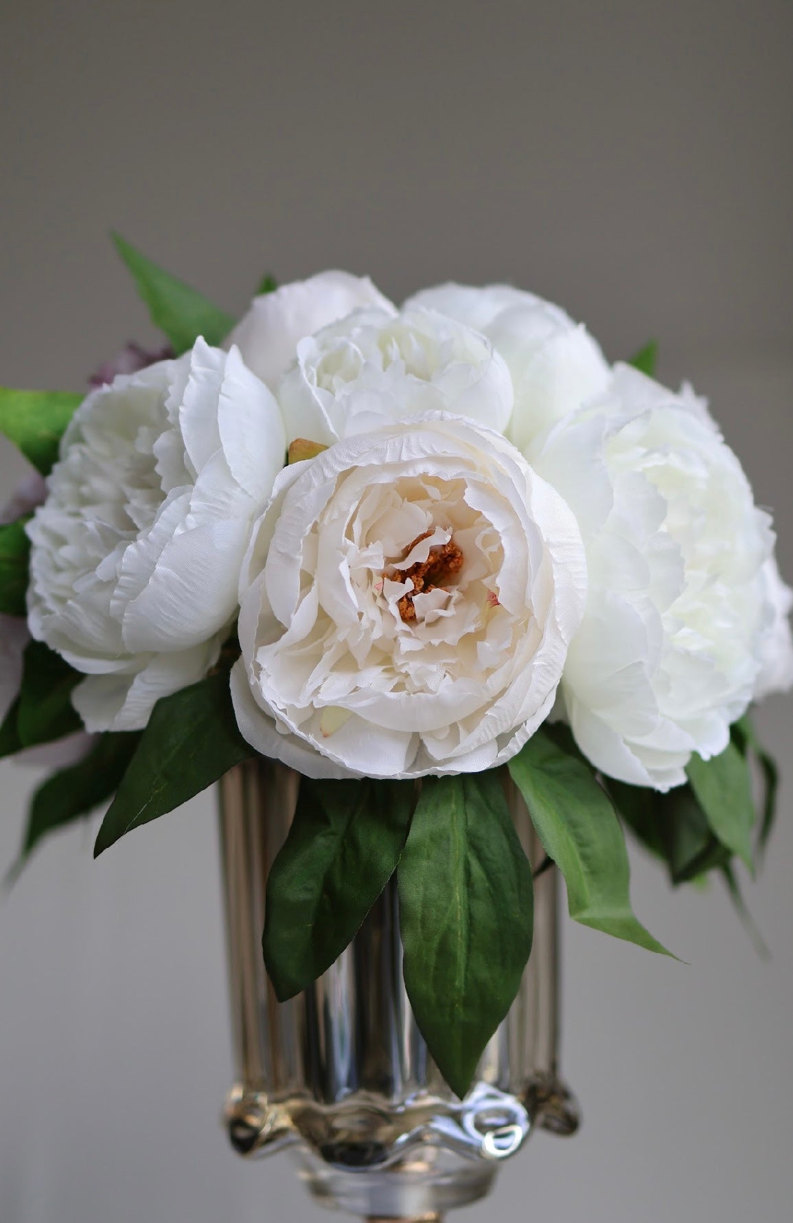 Artificial peonies in vase *White color*