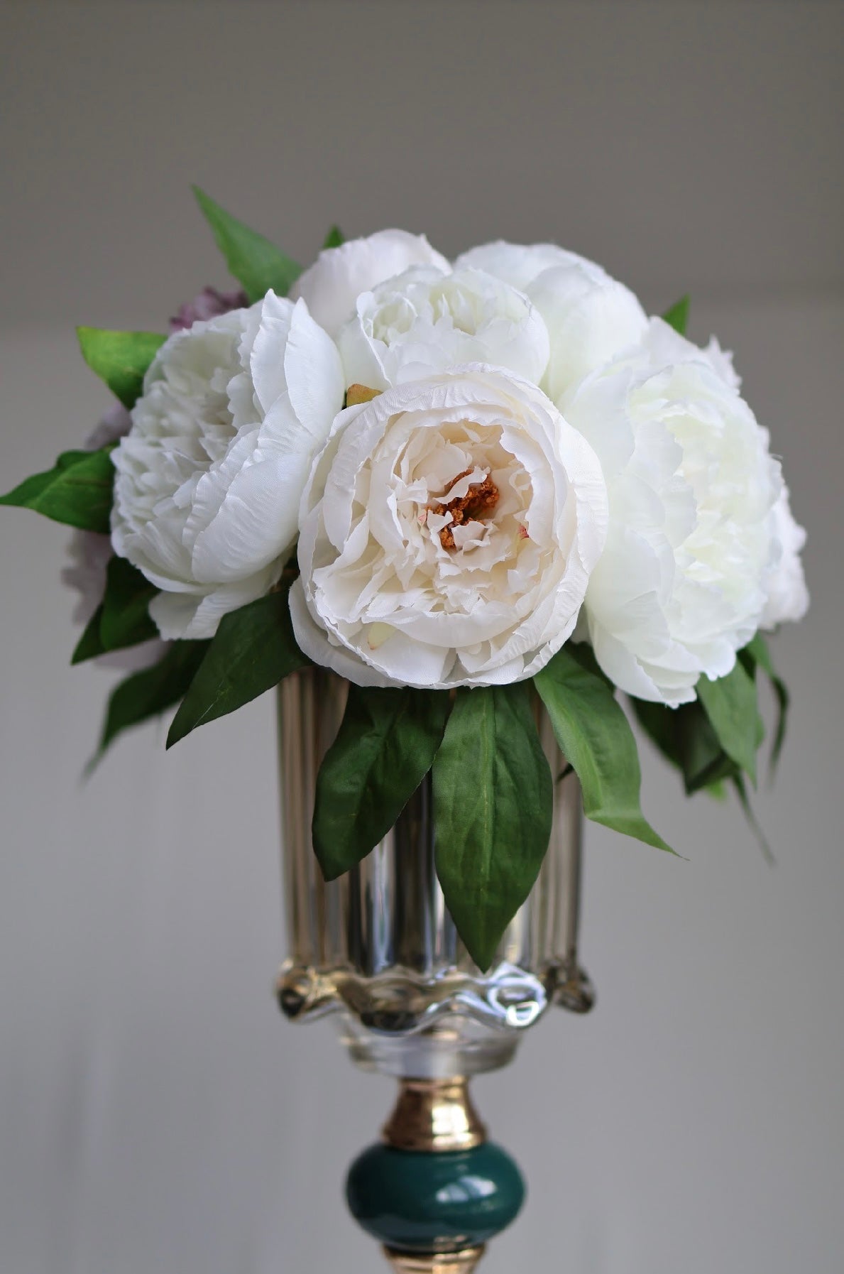 Artificial peonies in vase *White color*