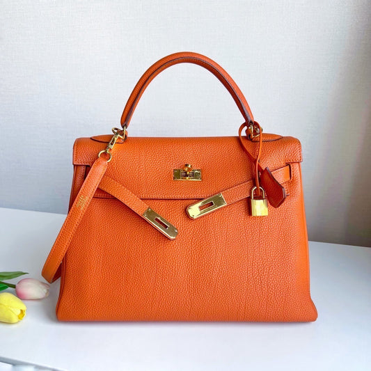 Preloved Hermes Kelly 32 Orange Togo with GWH