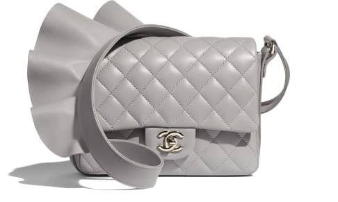 Preloved Chanel Flap bag Grey Lamb with GHW Full Set