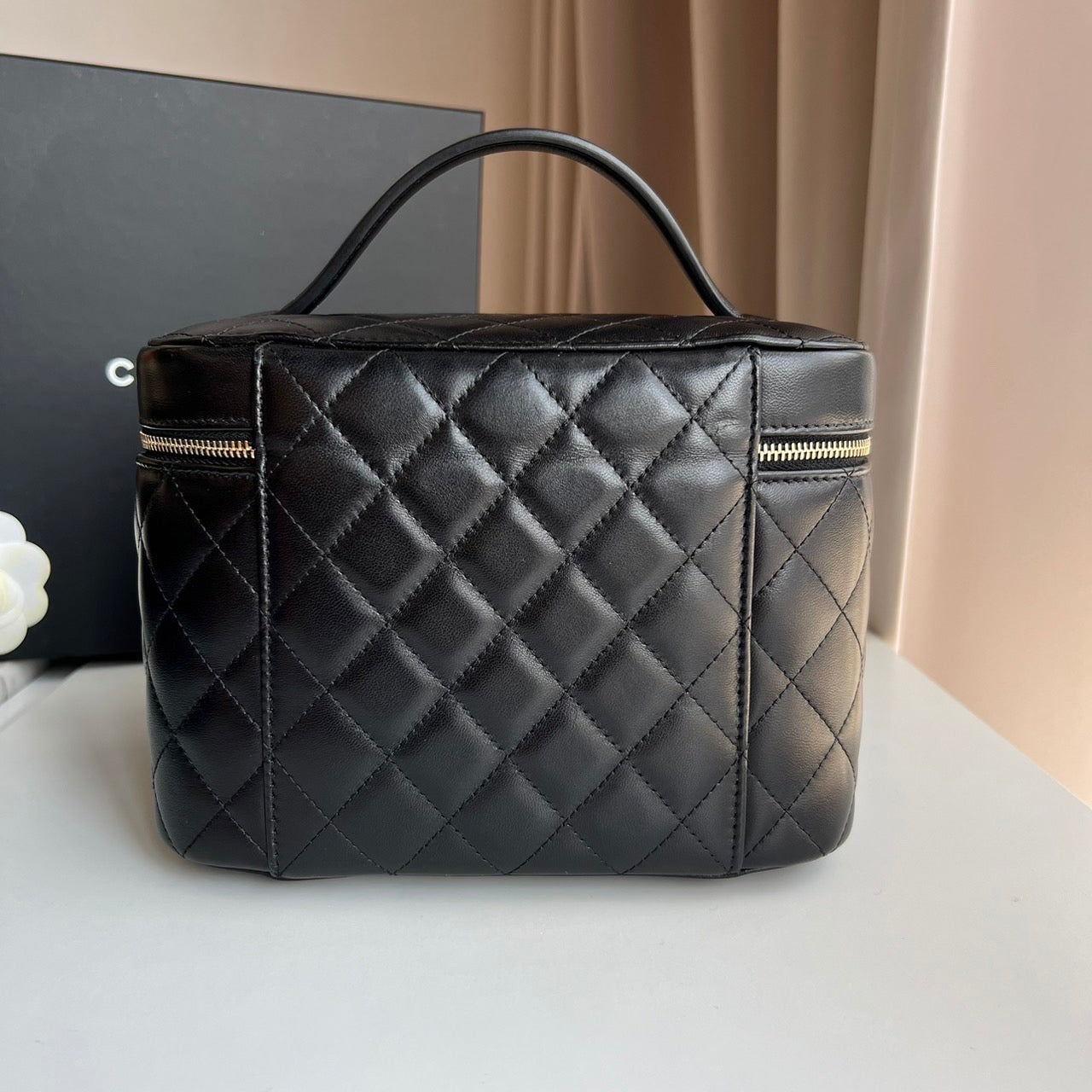 Chanel Beauty Cosmetic Bag Pouch Clutch Case Beige Handbag Purse Genuine  Defects  Inox Wind