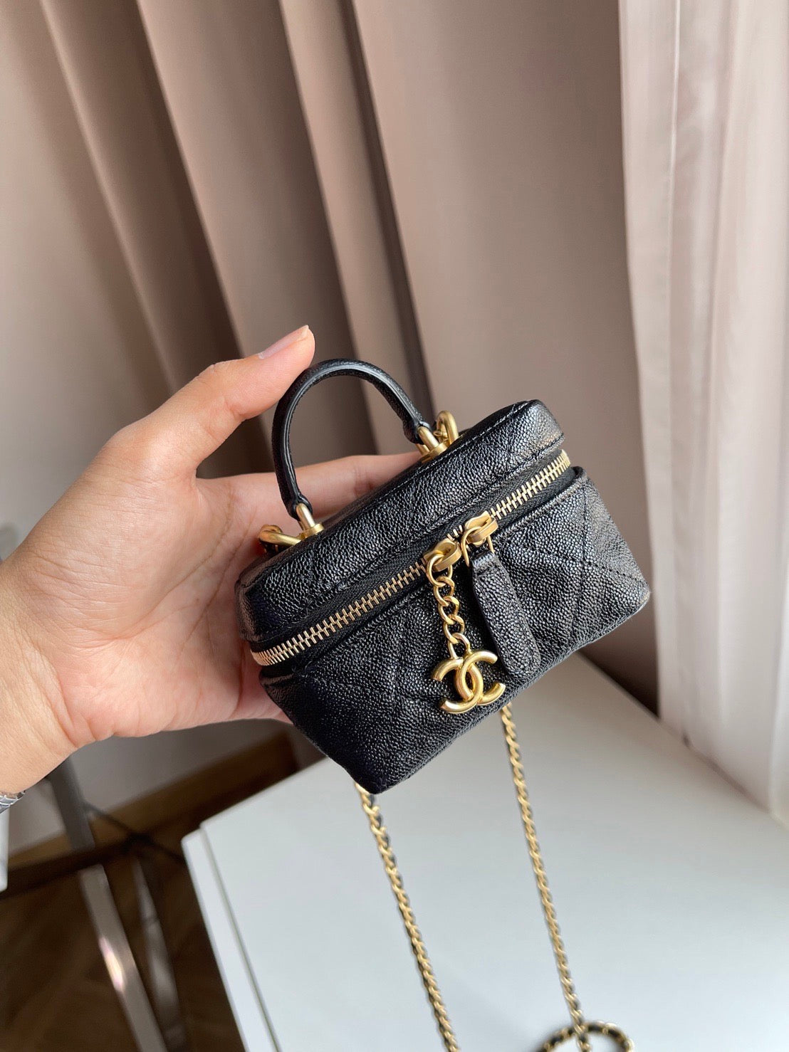 Chanel Chanel Matelasse Vanity Chain Shoulder Bag Leather Black
