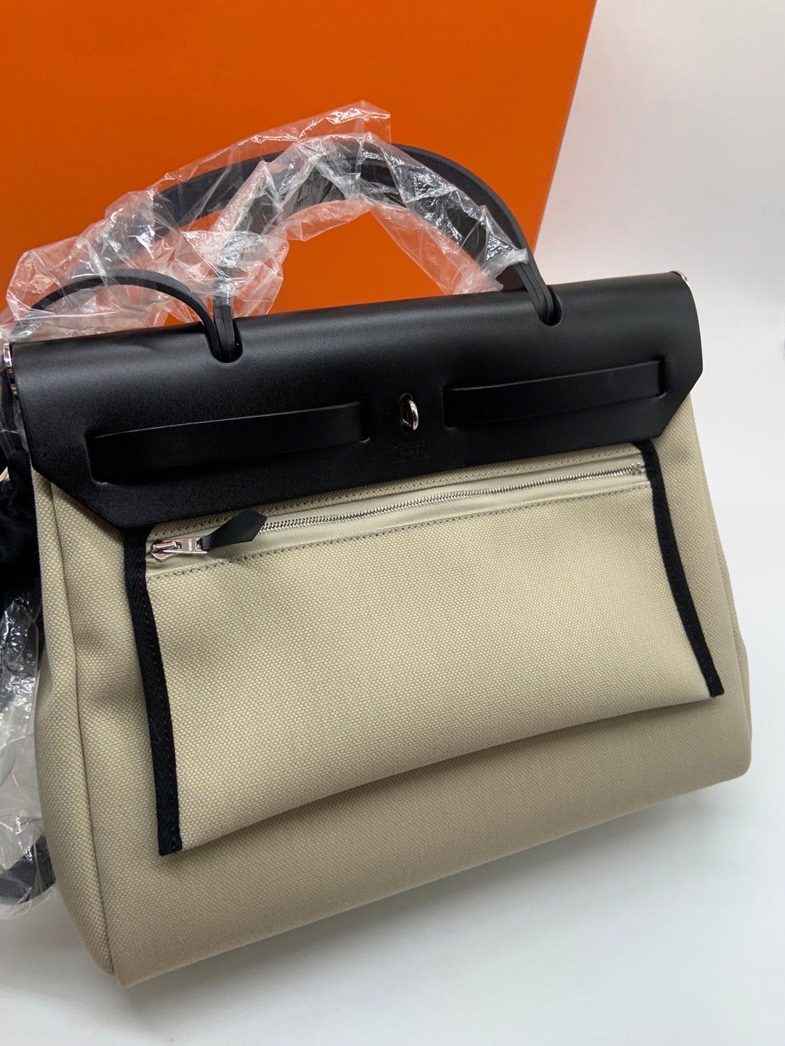 New!! Hermes herbag 31 Natural sac beton with PHW Full set