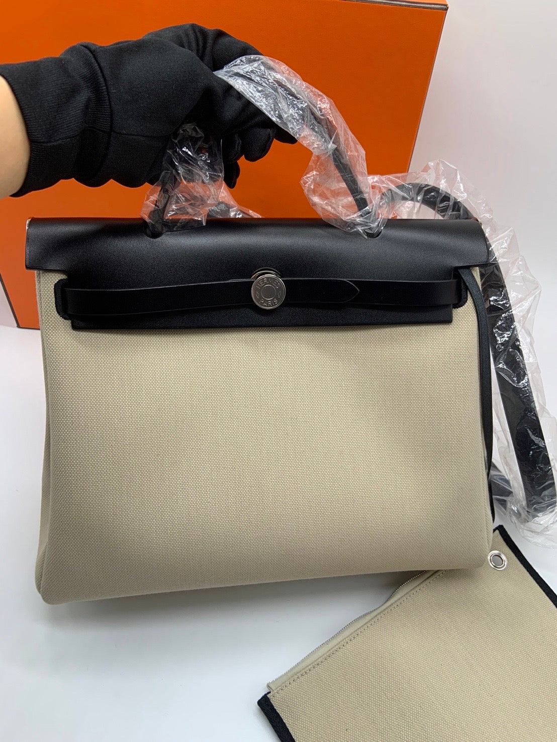 New!! Hermes herbag 31 Natural sac beton with PHW Full set