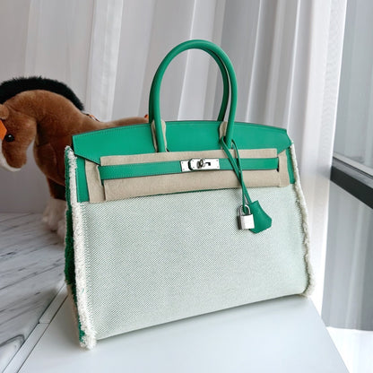 New!! Hermes Birkin 35 Fray Fray Menthe full set