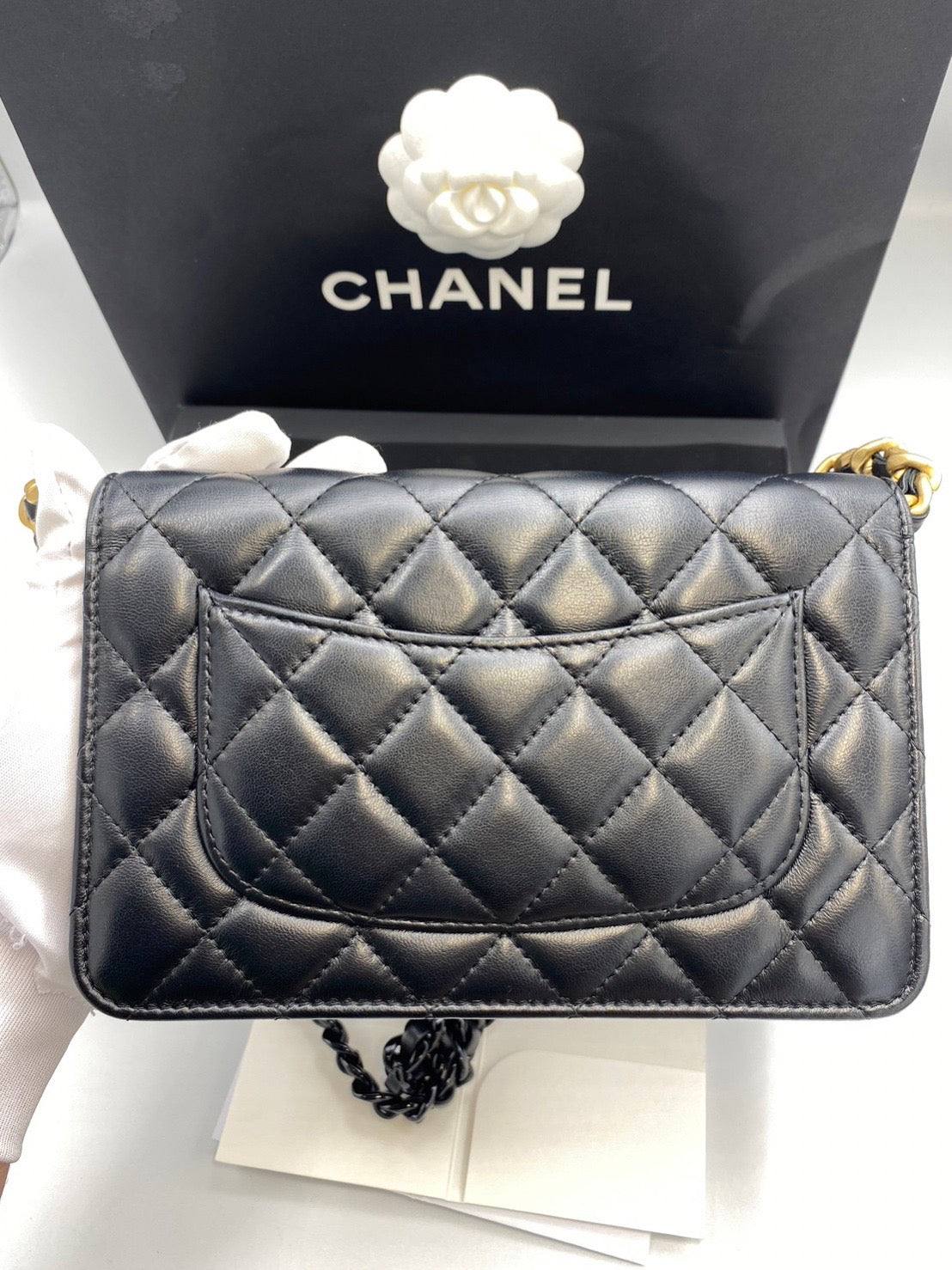 Preloved Chanel WOC Black Lamb with GHW Full set