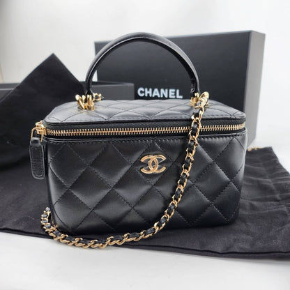 Preloved Chanel Vanity Black Lamb with GHW Full set