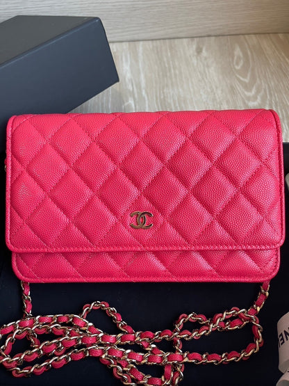 Preloved Chanel WOC Red Caviar with PHW Full set