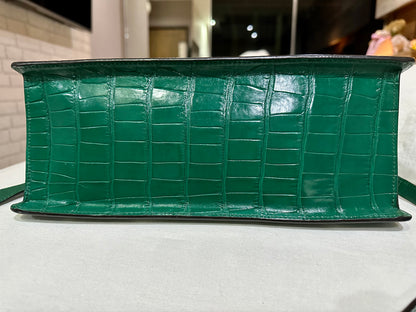 Preloved Gucci SYLVIE Top Handle Crocodile Green Color with GHW