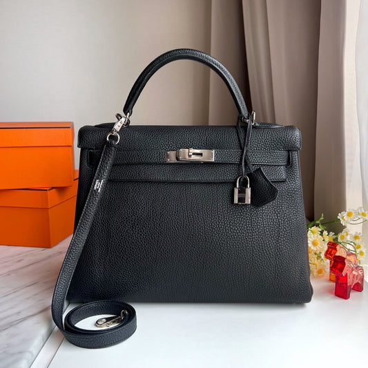 Preloved Hermes Kelly 32 Black Togo with PHW