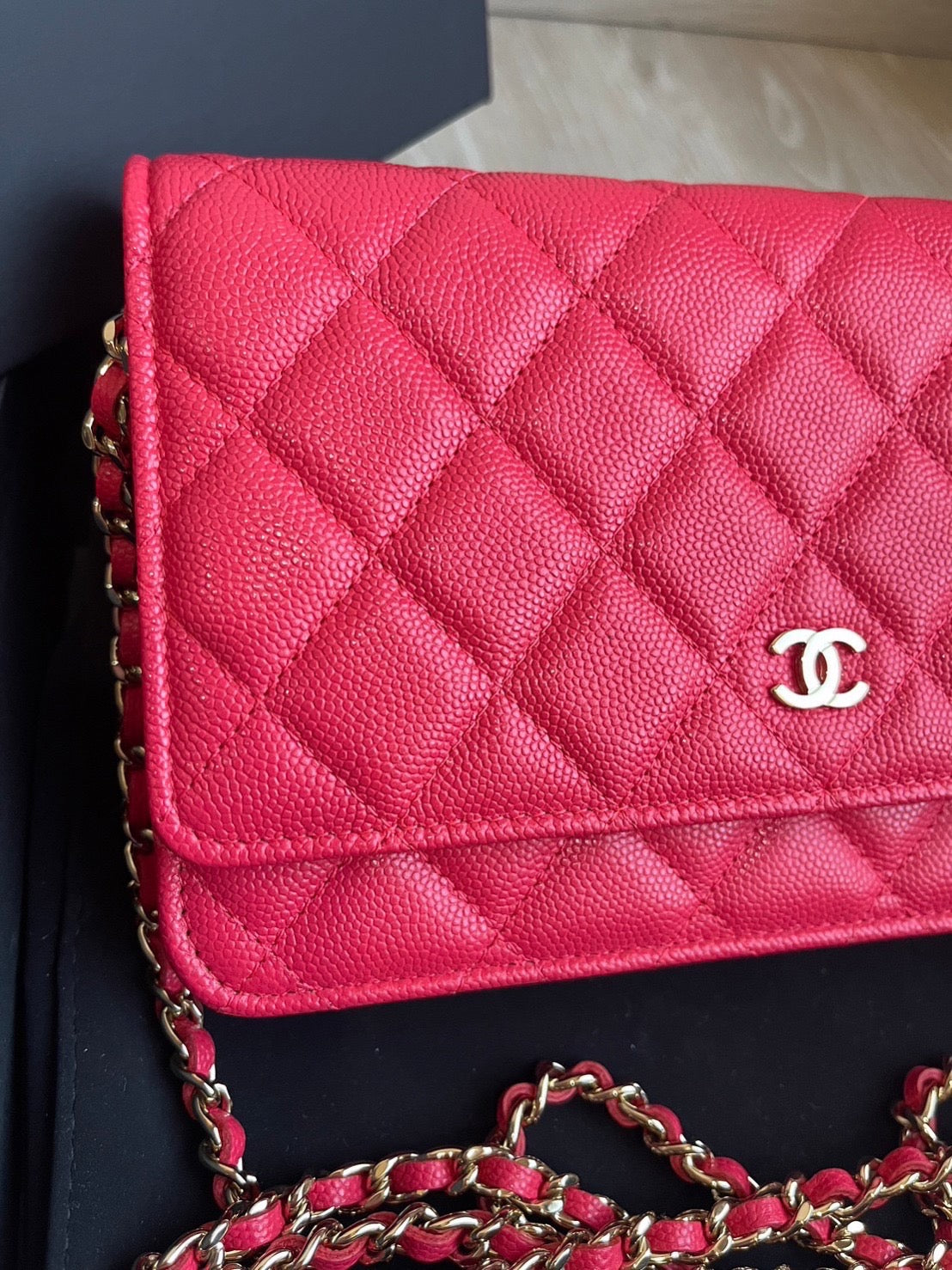 Preloved Chanel WOC Red Caviar with PHW Full set